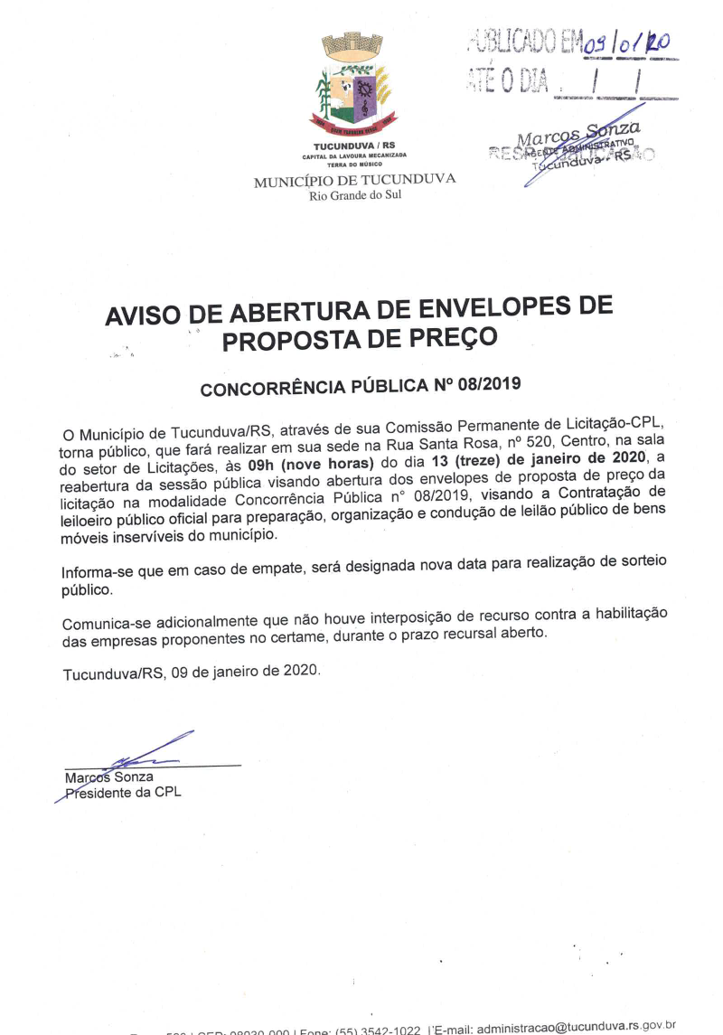 AVISO DE ABERT ENVELOP PROPOSTAS CNC 08_2019 CONTRAT LEILOEIRO